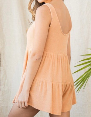 Peach Ribbed Romper