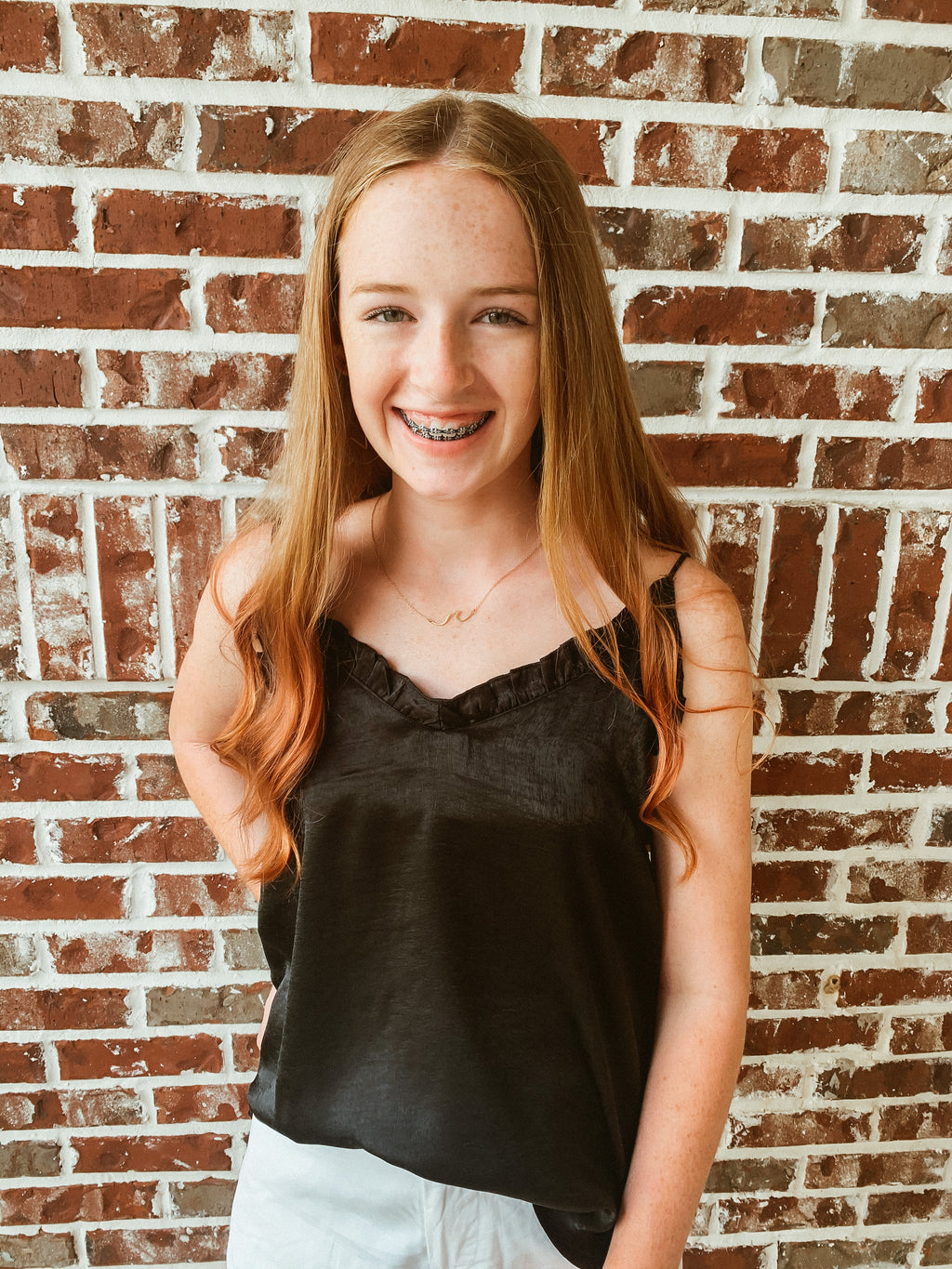 Ruffled Black Tank